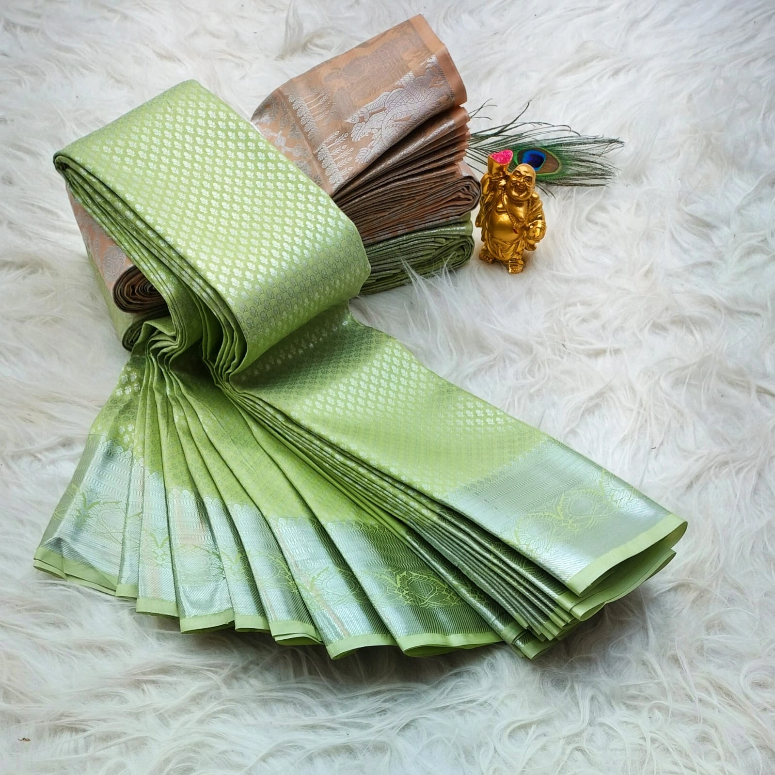 Peach Kanchipuram Semi Silk Saree